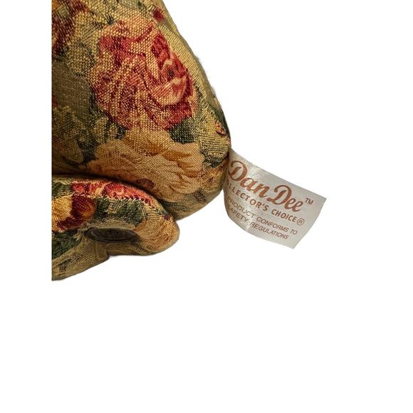 NWT VTG Dan Dee Poseable Tapestry Bear 13"" Green Chenille Scarf and Buttons - Picture 8 of 8